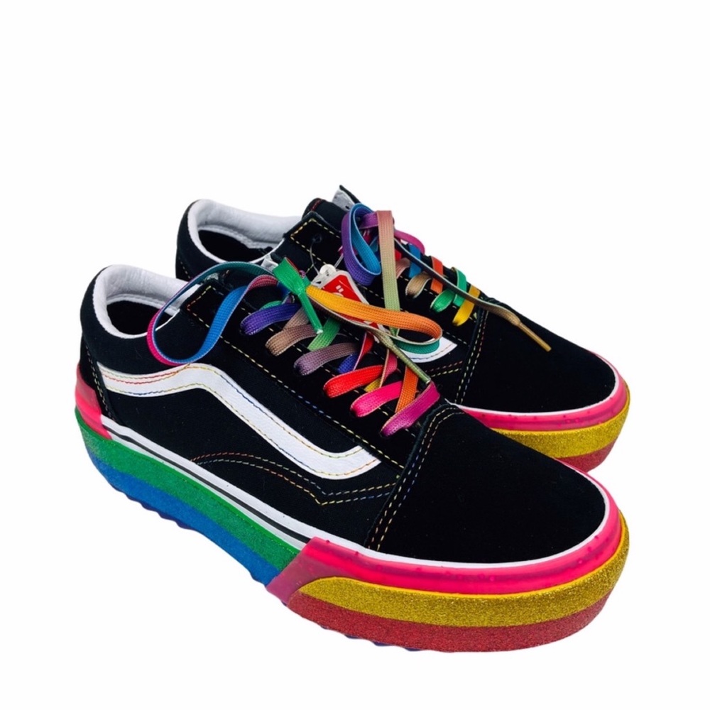 Vans Old Skool Stacked Glitter Rainbow Women’s Size 7 Sneakers - Picture 12 of 15